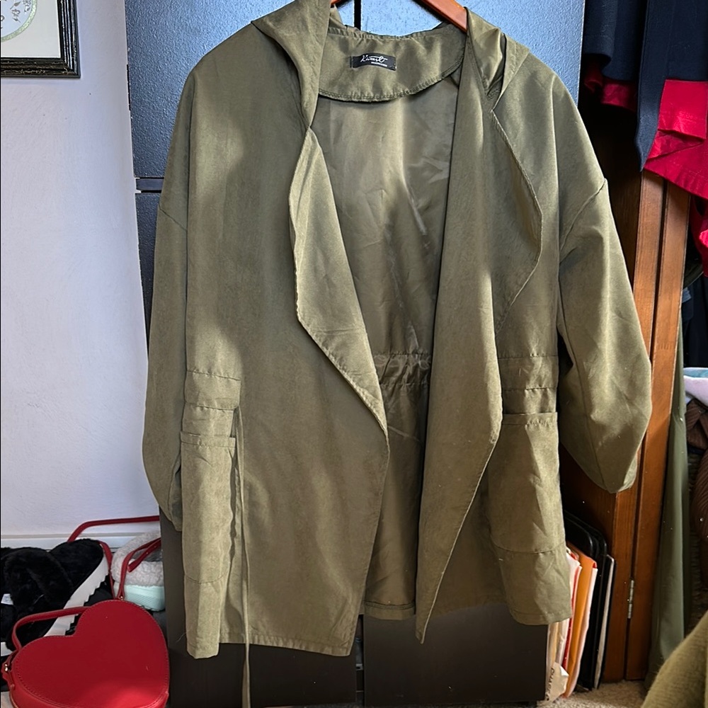 Kiverst Olive Green Open Front Jacket